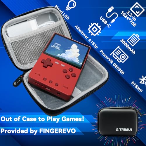 Image of FINGEREVO Trimui Brick Handheld Game Console 3.2 inch 1024 * 768 IPS Screen 3000mAh Trimui Brick Opensource System with Portable Case and Screen Protector Red