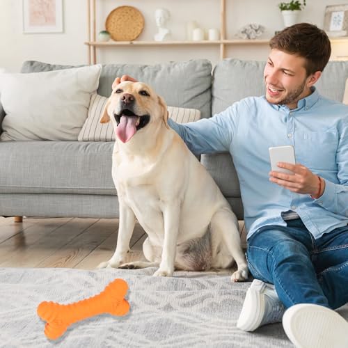 AMSNINK Hundespielzeug Unzerstörbar Kauknochen für Aggressive Kauer, Langlebiges Kauspielzeug Hund mit Zahnpflege-Rillen für Kleine, Mittelgroße & Große Rassen, Naturgummi unkaputtbar