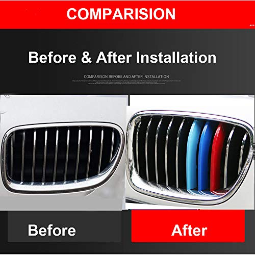 Image of Tri-Colored Grille Insert Trims, 1Set(3pcs) W /Standard Front Stripe Grille Insert Trims Only Comaptible for 2011-2017 BMW F25 X3 /2014-2017 /2018 F26 X4 Center Kidney Grill (7 Beams)