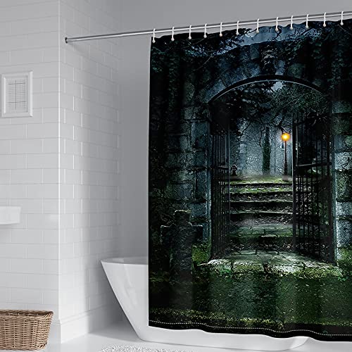 Rideau de douche 180x180cm polyester château imperméable pour salle de bain