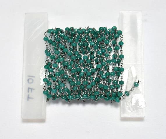 Chaîne chapelet en jade vert solide contre la casse pour montage de bijoux durables
