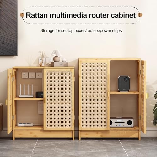 Armadio di archiviazione router WiFi, in rattan, per la gestione di ciabatte e cavi, soluzione indipendente per casa e ufficio