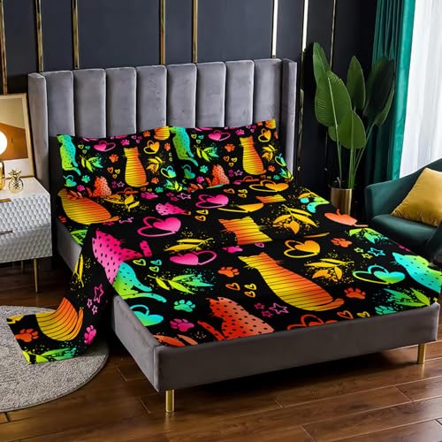 XYNHML Kawaii Cat Animal Sheet 4Pcs Twin Lovely Pet Cat