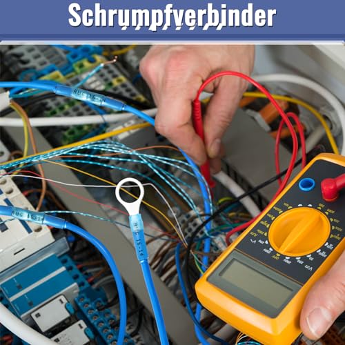 Crimpzange für Schrumpfverbinder, Estmoon Crimpzange Kabelschuhe Kabelschuhzange mit 210 Stück Schrumpf-Stoßverbindern, Crimpzangen geeignet für 0,5mm² - 6mm² (AWG 22-10)