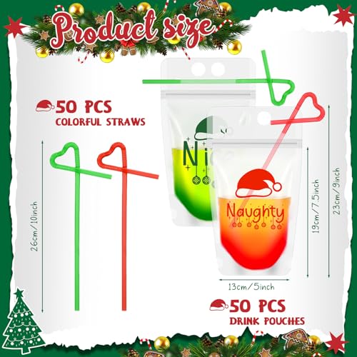 Set de 50 bolsas plásticas con pitillos navideños miniatura 2