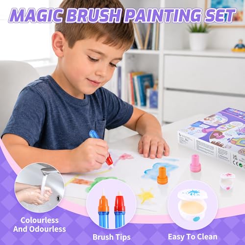 MINDNOOK Magic Brush Painting Set for Kids, Mess Free Art Station with Color-Changing Brush for Creative Learning at Home & School, Gift for Toddlers Ages 3,4,5,6,7,8,9 — view 4