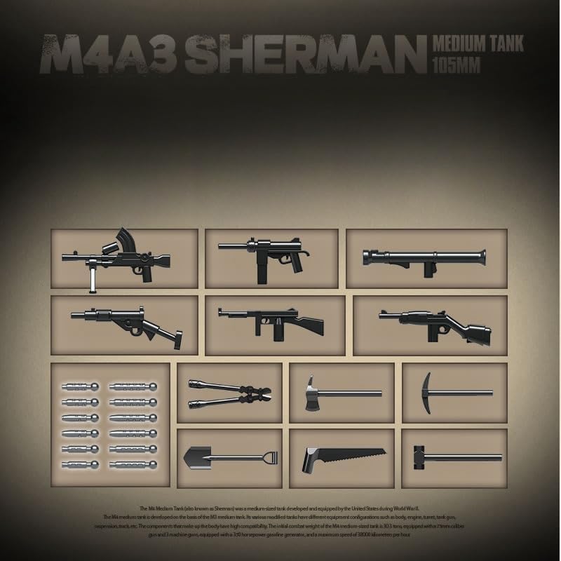 Accessory weapons and tools for the M4A3 Sherman model