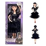 Wednesday Addams Dolls, 6/11.5 inches Wednesday Toys, Black Dresses, Long Sleeve Dots, Made to Move Wednesday Adams Dolls, Birthday Gifts for Kids Girls Fans (B)