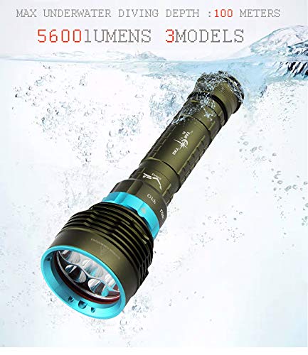 Diving Flashlight 5600 Lumens Underwater 100M Professional Scuba Safety Flashlight Rechargeable Night Submarine