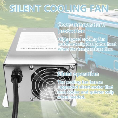 WF-9875 75 Amp Power Converter Deck Mount Charger WF-9875-AD-CB Compatible with RV Trailer Camper Car Boat WF-9800 Series Power WF-9875-MBA WF-9875-LIS Three-Stage Converter Charger 13.2-14.6V DC2