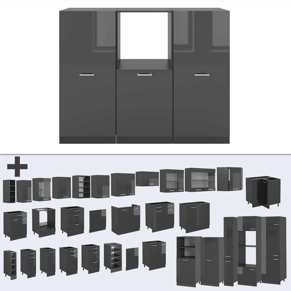 Vicco Cucine componibili piccole R-Line Antracite lucido/antracite 180 cm