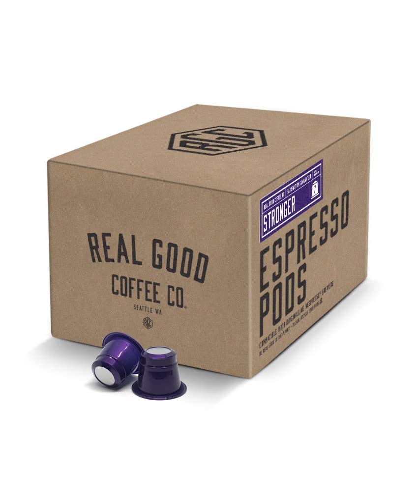 Real Good Coffee Co Recyclable Espresso Capsules, Stronger Intensity Espresso Pods, Compatible with Nespresso Original Brewers, 36 Count