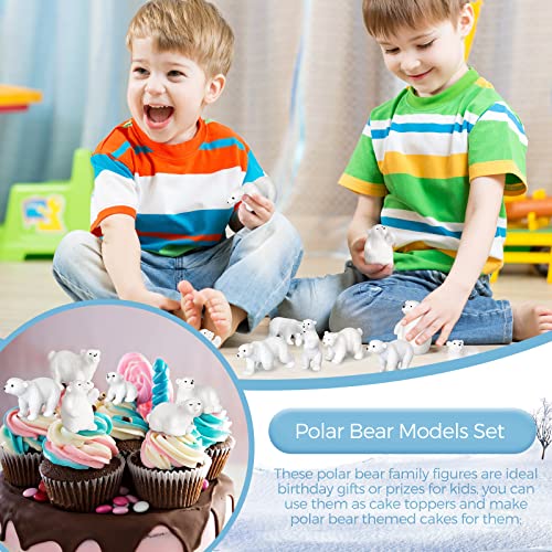 Macarrie UR-MACARRIE-660 20 Pieces Polar Bear Animal Toy Figurines Set Includes Baby Bears 3D Model Educational Toys Bear Cake Toppers Christmas Birthday Gift For Boys And Girls Cake Decoration Craft Home Decoration thumb #3