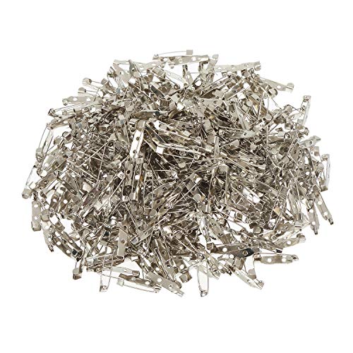 Yesland 500 Pack 1 Inch Silver Tone Pin Back Clasp Brooch Safety Pins with 2 Holes, Perfect for Badge Insignia, Citation Bars, Making Corsage, Name Tags/Badge Craft and Toy Pins