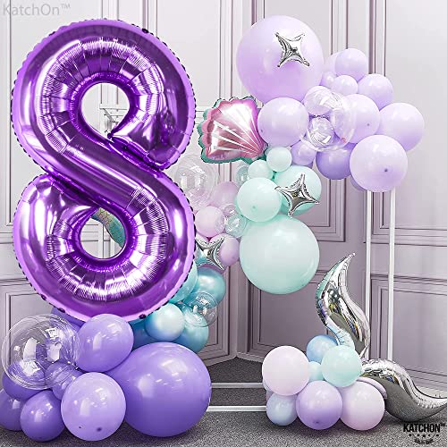 Image of KatchOn Foil Purple 8 Balloon Number For Birthday Decorations - 40 Inch | Number 8 Balloon For 8th Birthday Balloon for Girls, Boys | Ocean, Mermaid Party Decorations, Anniversary Decorations