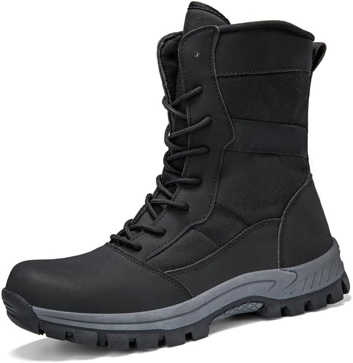 Men's Jungle Tactical Combat Boots Police Motorcycle Boots Military Work Boots Unisex X-Large Outdoor Desert Hunting Hiking Boots High Top Design TPR Abrasion Resistant Sole