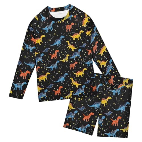 Dinosaur Dino Cute Baby Boys' Toddler Long Sleeved Rashguard Swim Bathing Suit Set B0403542