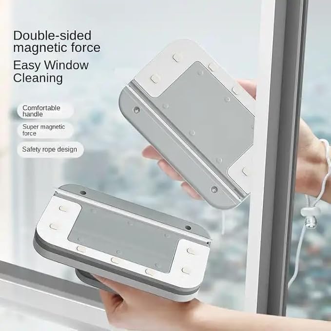 Amella E-Kitchen Window Cleaning Brush 2 Sides | Magnetic Window Cleaner | Glass Cleaner Magnetic | Cleaning Tools for Home Cleaning Products for House, Building, Office, and Shower Windows 1