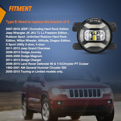 Image of Nilight 4 Inch LED Fog Lights for 2018 2019 2020 2021 2022 2023 Jeep Wrangler JL JLU Gladiator JT Sport Sahara Rubicon MOAB Round 4Inch Front Bumper Foglights with 2 Mounting Brackets