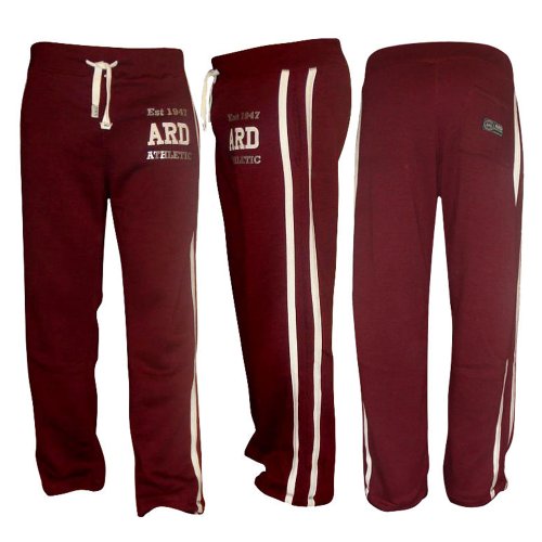 4Fit Inc Men's Joggers Cotton Fleece Jogging Trousers Pants Track Suit Bottom MMA Boxing (Maroon, 2XL)
