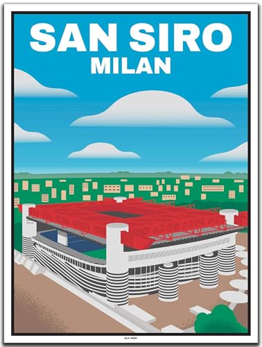 BLN PRINT Póster de viaje vintage de San Siro Milán (1)