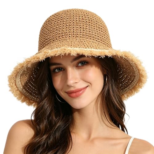 Sombrero Bucket de Paja para Mujer Plegable para Verano miniatura 1