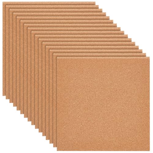 BENECREAT Paquete de 16 tableros de corcho de 3 mm de grosor, placas de corcho cuadradas para tablones de anuncios, decoración de pared, manualidades