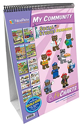 Image of NewPath Learning 35-0022 My Community - Social Studies Curriculum Mastery Flip Chart Set, Age 3 to 7, English