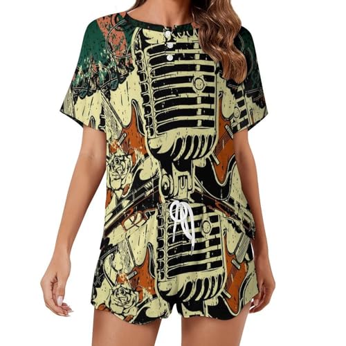 Pyjama court femme en maille fine avec short et haut manches courtes pour les nuits d'été