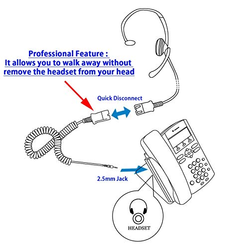 2.5 Mm Phone Headset - Voice Tube Binaural Office Headset With Mic For Polycom 330, Cisco Spa, Panasonic Cordless Phone, Vtech, Uniden, Grandstream Cordless Dect Phones #TOP1
