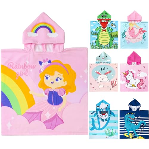 Image of NovForth Kids Beach Towel for Boys Girls, Hooded Bath Towel Wrap, Toddler Pool Towel with Hood