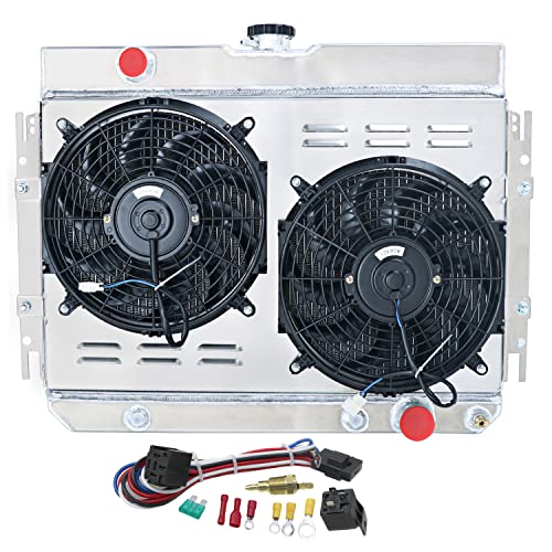 Coolingcare Radiator For 1963-1968 Chevy Chevelle Caprice Impala Biscayne Bel Air El Camino, 3 Row Radiator + Shroud/Fan + Relay Kit #TOP5