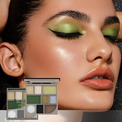 Boobeen Green Smoky Eyeshadow Palette, 9 Colors Eye Shadow Powder for Women, Matte Glitter Eyeshadow Makeup with Long Lasting Color - Image 6