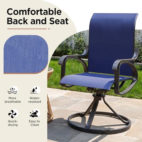 Image of LOUVIXA Patio Swivel Chair Set of 6, All-Weather Patio Swivel Rocking Chair, High Back Patio Dining Chairs for Backyard, Porch, Lawn, Garden(6, Navy Blue)