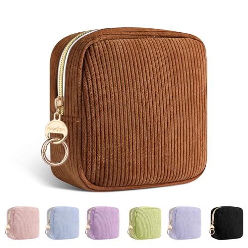 Image of Period Bag for Teen Girls, Corduroy Sanitary Napkin Storage Bag, Menstrual Pad Pouches Tampon Holder for Purse