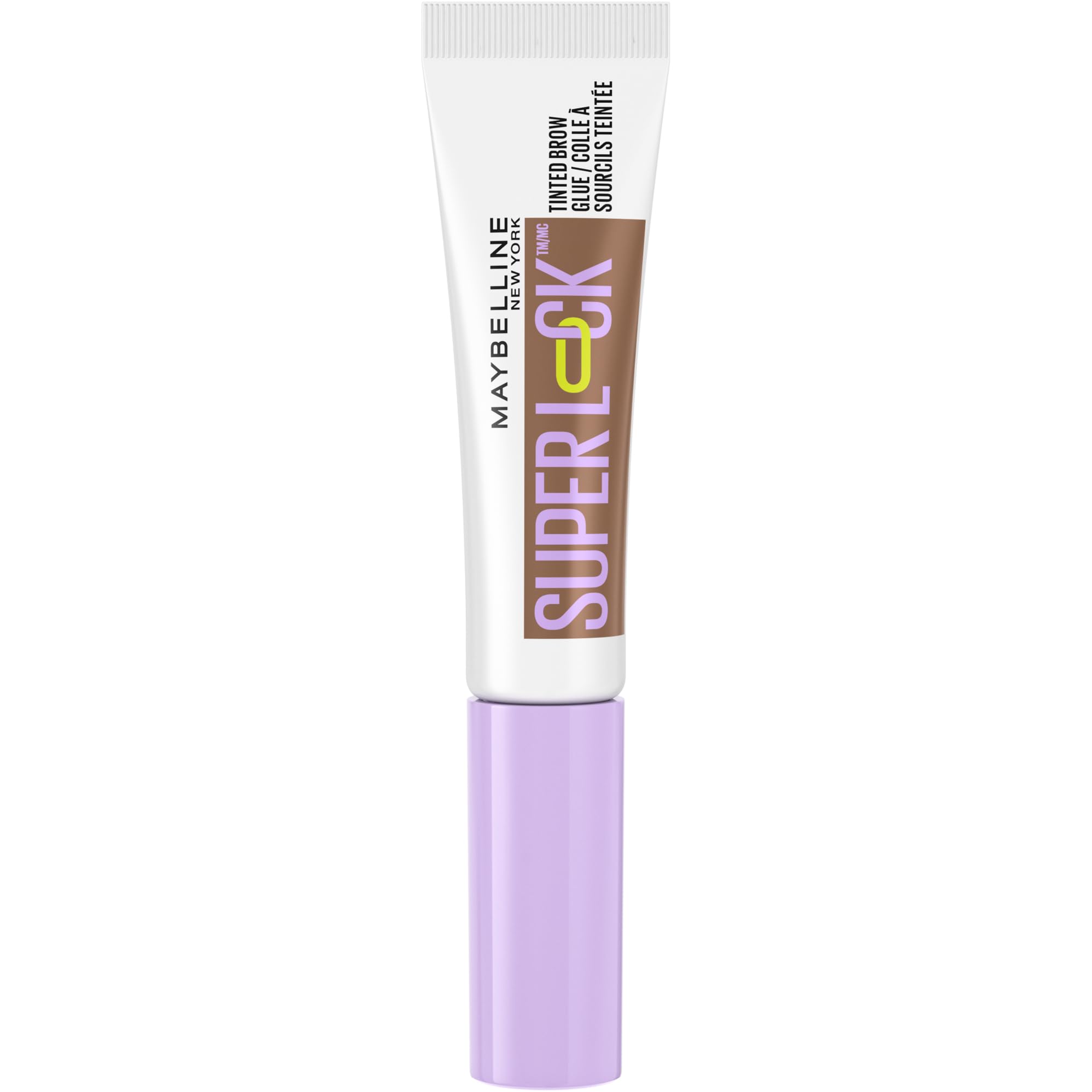 Maybelline New York Super Lock Brow Glue, Up to 24H Super Hold, Flake-Resistant, Sweat-Resistant, & Transfer-Resistant, Lightweight and Transparent, Shade: Warm Medium Brown