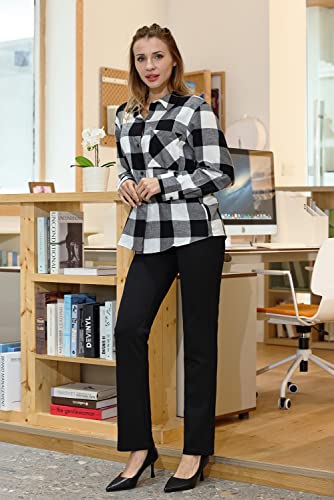 Bamans Women's Bootcut Pull-On Dress Pants Office Business Casual Yoga Work Pants With Key Pocket Straight Leg (Black, Medium) #TOP4