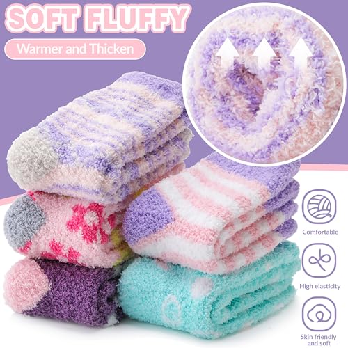 Image of Fuzzy Slipper Socks Thick Fluffy Warm Winter Cozy Plush Soft Sleep Home Socks for Women Men