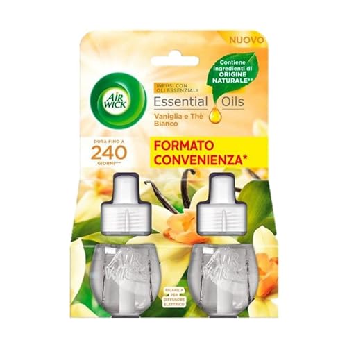 Airwick Essential Oils Vaniglia E Thè Bianco, Confezione Da 2 Ricariche 19 Ml X2, 38 Ml