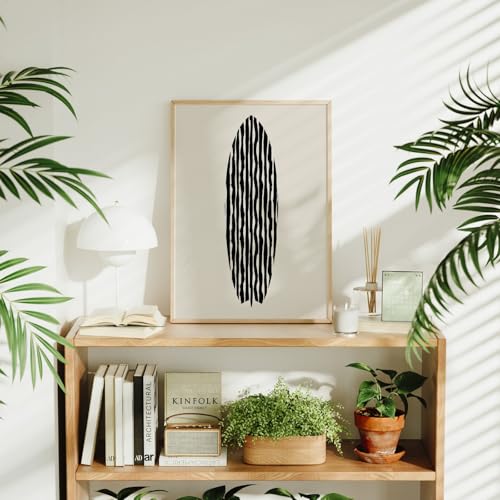 Ueiwffzo Lot de 3 posters - Noir et blanc - Motif palmiers - Planche de surf - Impression d'art - Impression d'art - Moderne et vintage - Sans cadre - Pour chambre à coucher, salon - Décoration murale – vue 6