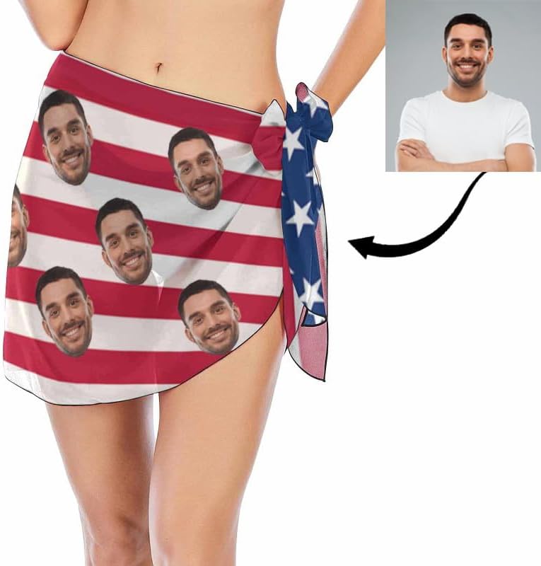 Custom Face Women's Sarongs Wrap Cover Up Tropical Flowers Pineapple Print Swimsuit Skirt Beach Bikini Cover Up Tie Side - Image 5