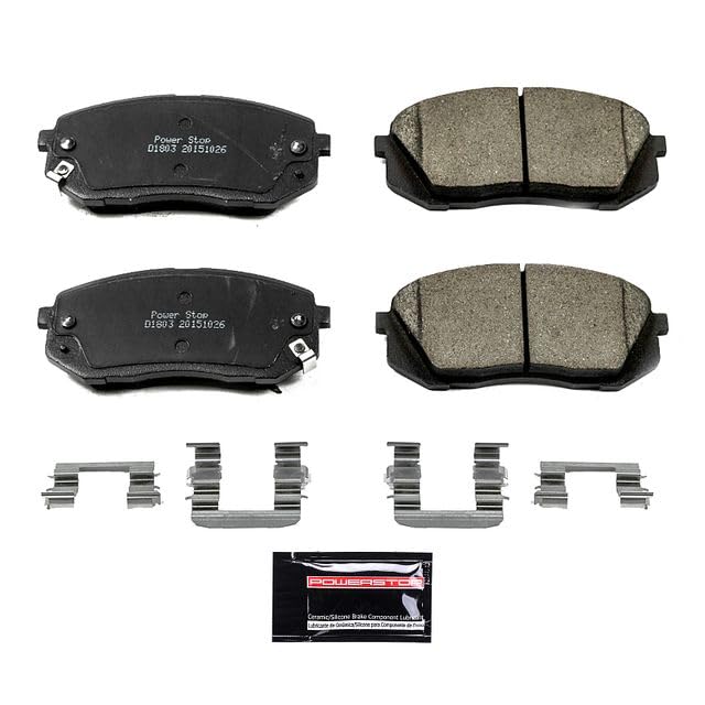 Image of PowerStop Z23 Performance Carbon Fiber Ceramic Brake Pads Front Z23-1803 | Hyundai Sonata 2015 Carbon Fiber Ceramic Brake Pads + Installation Hardware