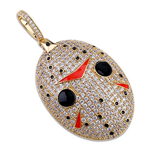 MoCa Hip Hop Iced Out Bling Chain Saw Clown CZ Pendant Halloween Cosplay Party Novelty Necklace