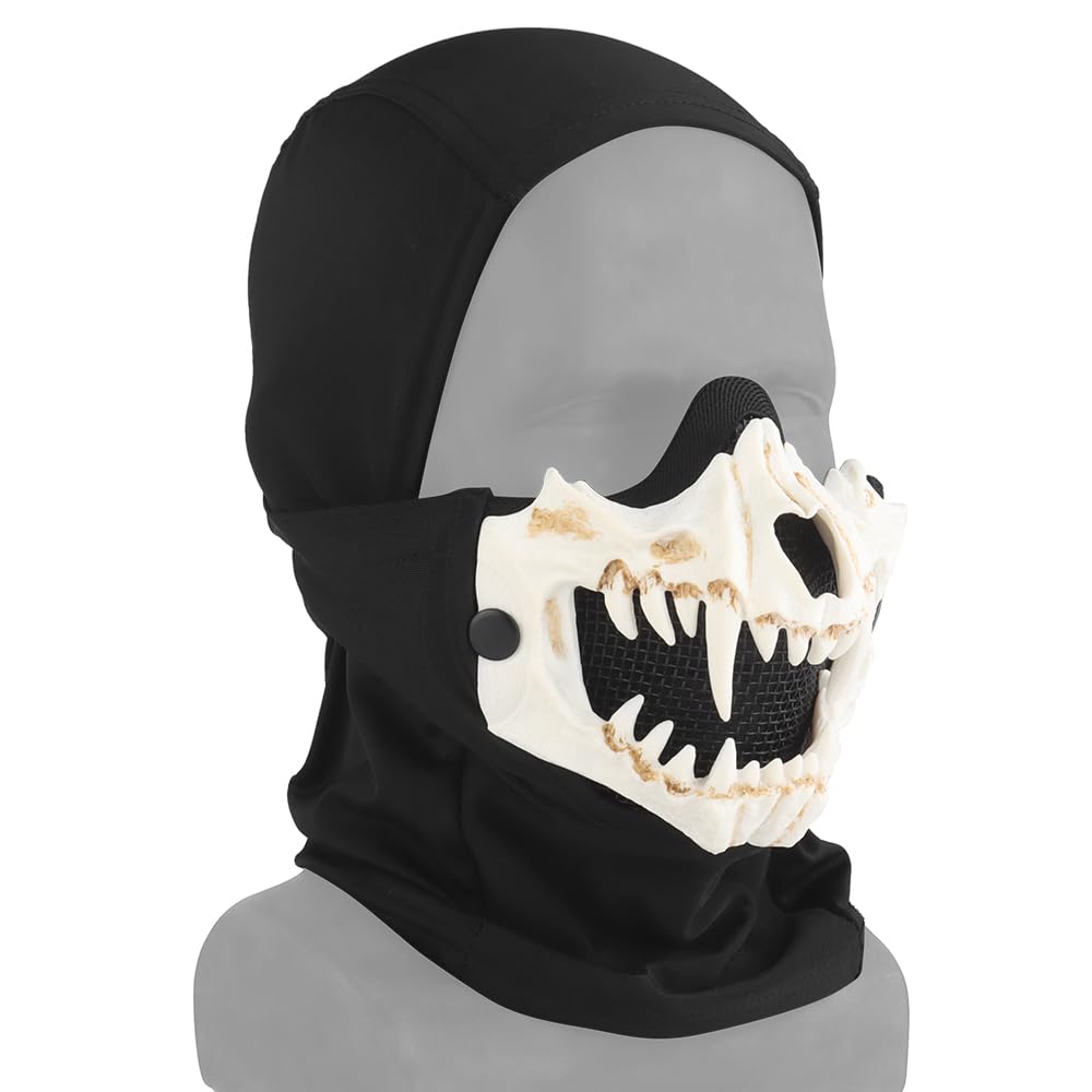 (Snow Man着用)faccies 25SS skeleton mesh Amazon.com : White Bone Fang Airsoft Paintball Mask with