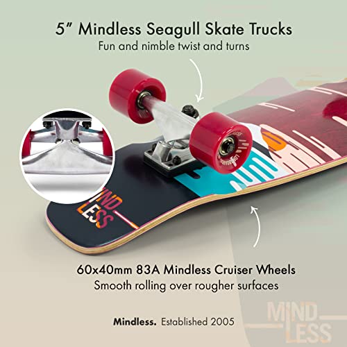 Mindless Sunset Cruiser Borgonha | 71.1 cm Classic Short Size Cruiser Shape Board 7 Ply Maple W 12.7