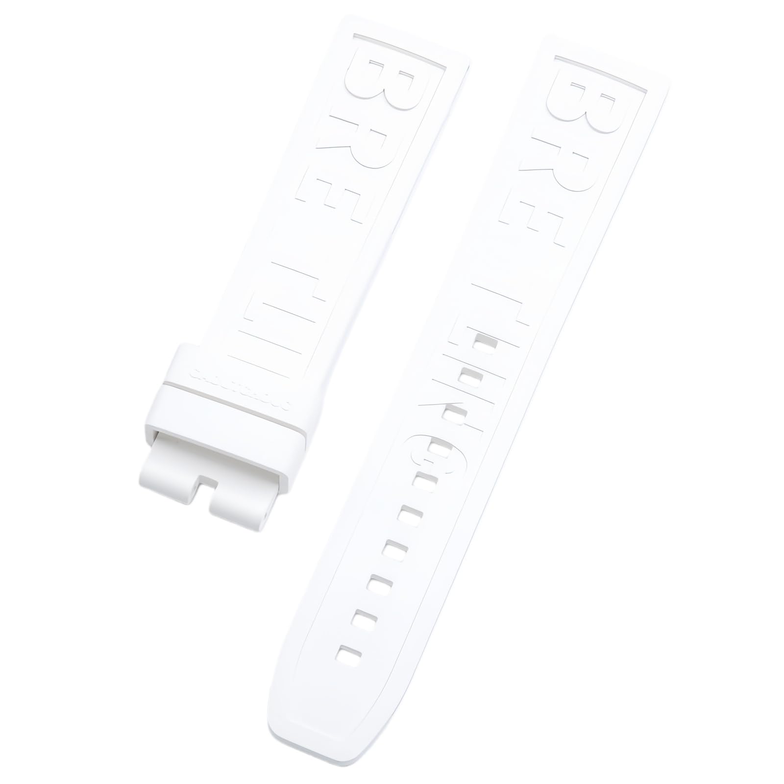 ROUHO Flexible Rubber Watch Strap Replacement Sweatproof Watch Band for Breitling Superocean Blackbird-White 20mm