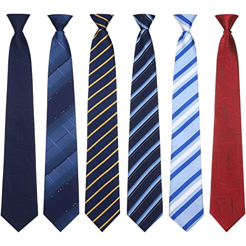 Janmercy Lot de 6 cravates à clipser pour homme - Faciles à clipser - Motif écossais uni - Pour...
