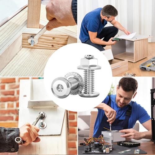 30 Stück Schlossschrauben M6×30 Edelstahl Flachkopfschrauben M6 mit Flanschmuttern Torbandschrauben für Industriemaschinen Heimdekoration