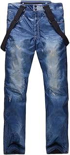 HEYDHSDC -30 Degree Jean Snow Pants Men Thermal Skiing Trousers Ski Snowboard Pants Winter Outdoor Sports Wear Male