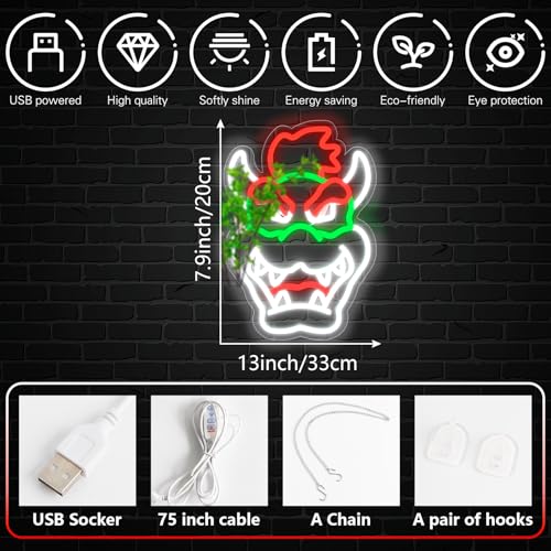 Image of Anime Neon Sign Gaming Neon Sign Anime Flex Neon Light Sign Bedroom Wall Decor Bar Shop Sign Gamer Gifts for Boys (Long)